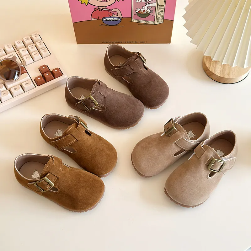 Toddler Kids Casual Brown Gray Buckle Soft Children Flat Cutefeet Unisex Spring Leisure Flexiable Little Baby's Shoes_voghion.com