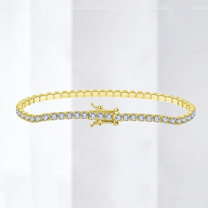 Bracciale tennis in zircone con intarsi in argento sterling tinta unita in stile moderno_voghion.com