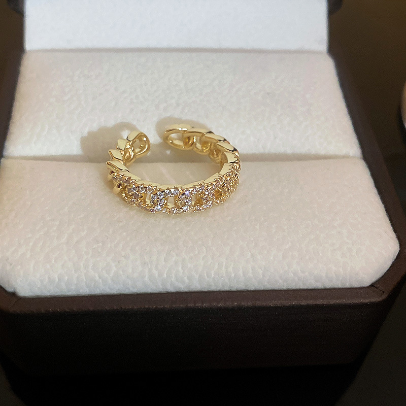 Real Gold Electroplated Zircon Heart Opening from South Korea Irregular Pearl Index Finger Ring Fashion and Elegant_voghion.com