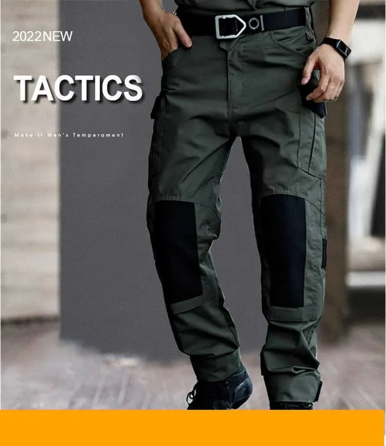 Militär Taktesch Cargo Männer Arméi Trainingshosen Multi-Täsch Verschleißbeständeg Waasserdicht Hosen Männer Wanderhosen Casual Hosen_voghion.com