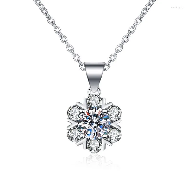 Colares com pingentes genuínos em prata esterlina com padrão de floco de neve colar feminino estilo coreano acessório de joias finas_voghion.com