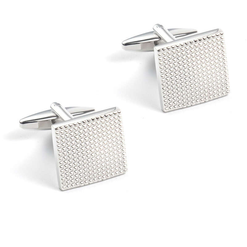Nouveaux boutons de manchette français pour hommes en métal argenté galvanisé carré_voghion.com