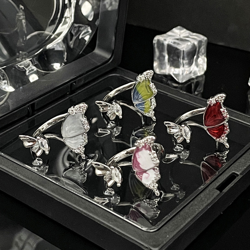 French new sweet and cool butterfly drop glaze opening for women's Instagram Cool style light luxury high-end_voghion.com