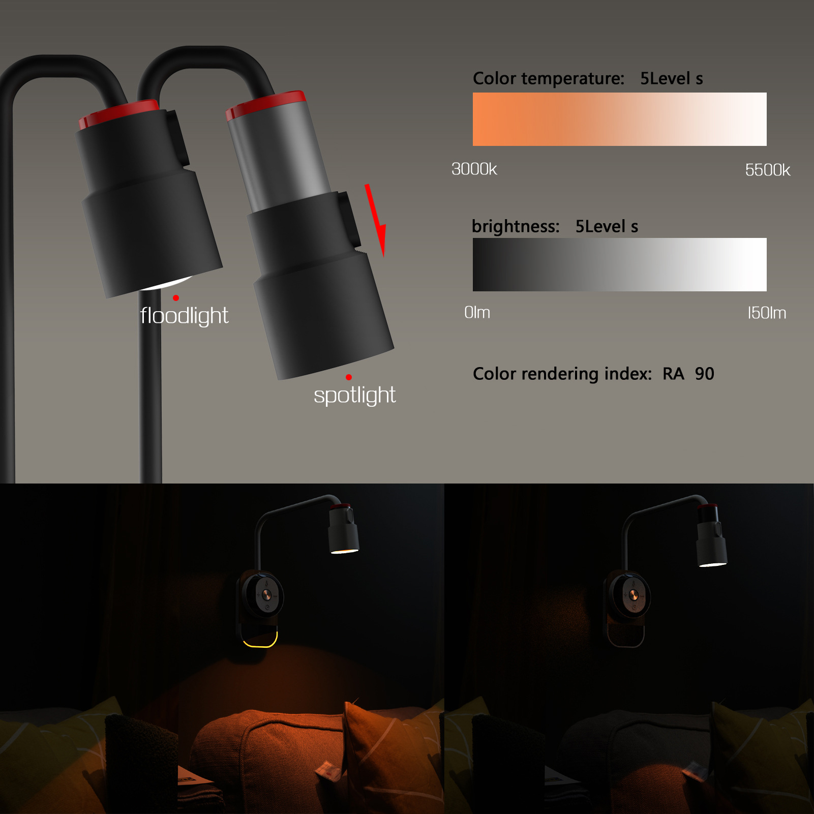 LED öökapp , silmade kaitse magnetimemisega öövalgusti multifunktsionaalne seinalamp üliõpilaste ühiselamu õppimiseks/lugemiseks_voghion.com