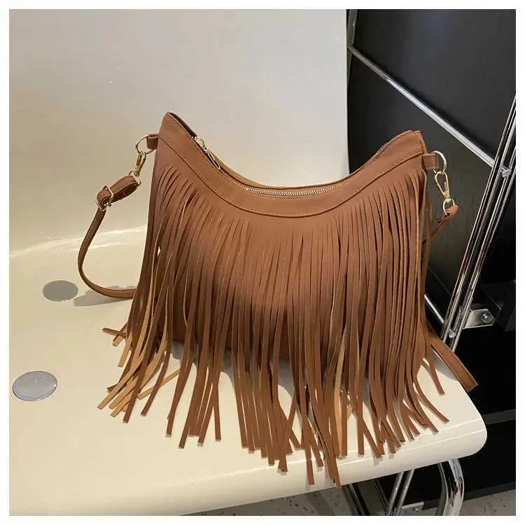 Sacs à bandoulière à pompons vintage pour femmes, grande capacité, sac à bandoulière décontracté à franges pour les voyages en plein air pour dames_voghion.com