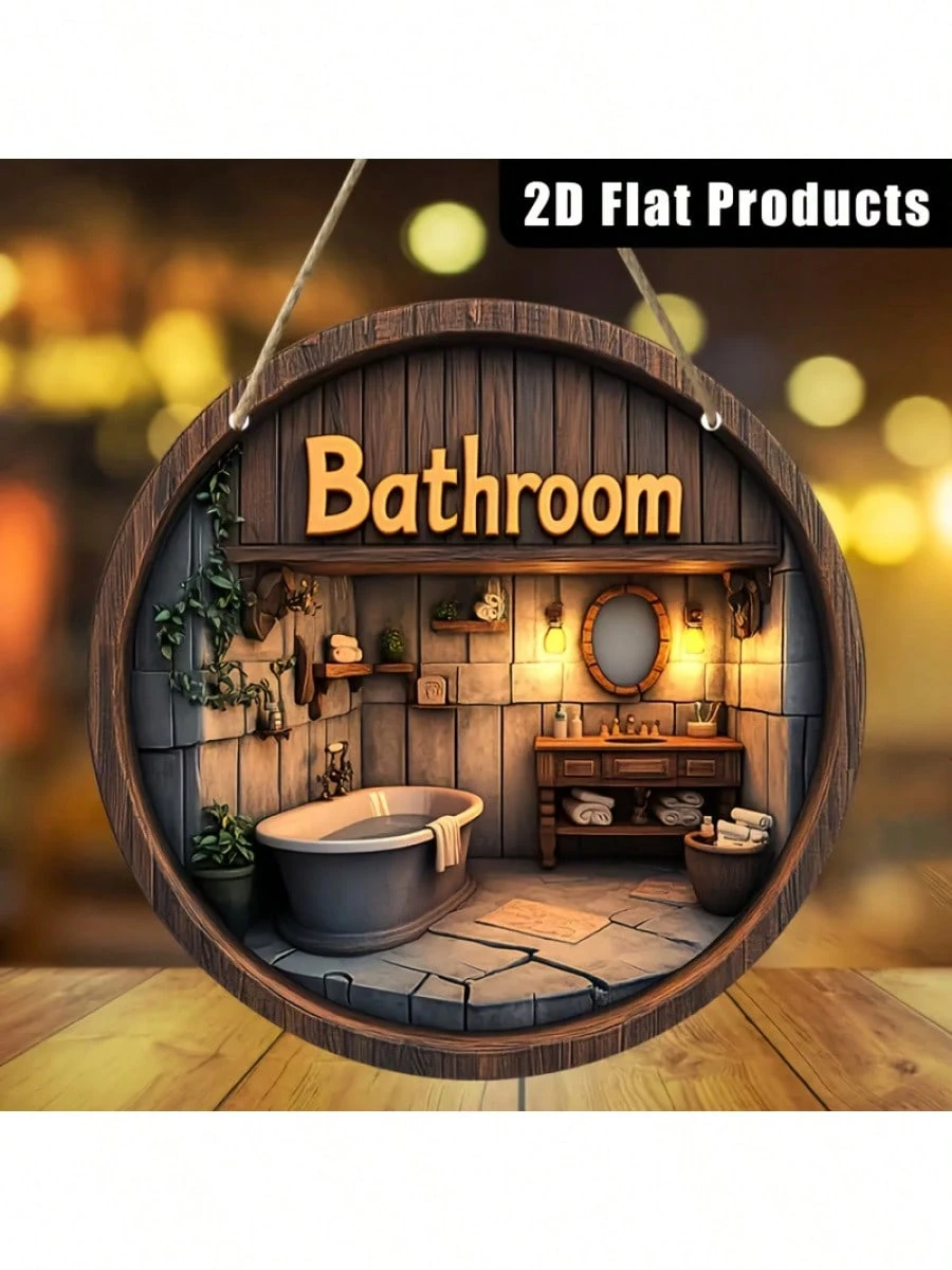 Rustikale Holz Badezimmer Wanddekoration,Heimdekoration, Stromloses Badezimmer Wandkunst| Dekorative Wandbehänge, Badezimmer Dekoration_voghion.com