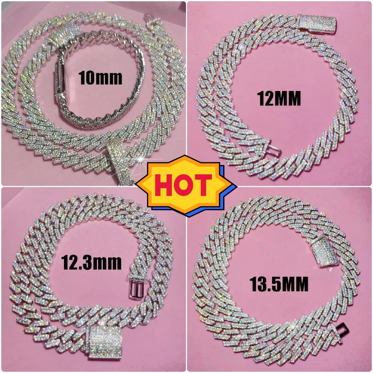 necs designer jewelry chains for 15mm bracelet men sier link chain pass diamond tester GRA VVS moissanite cuban_voghion.com