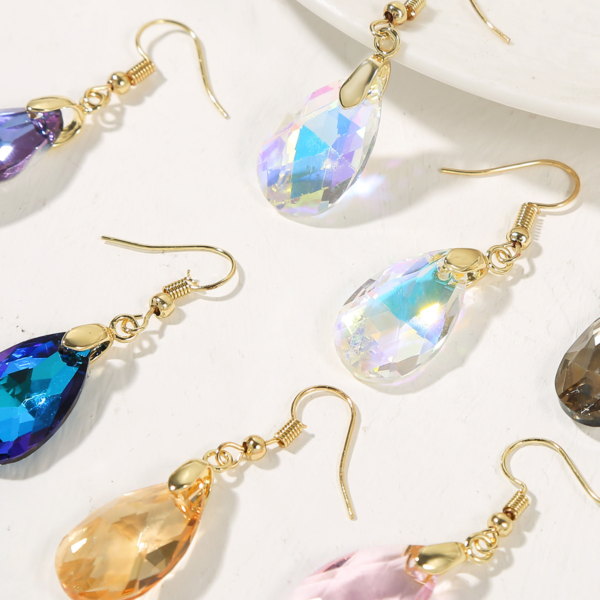 Long Crystal Drop Earrings Colorful Statement Jewellery For Women_voghion.com