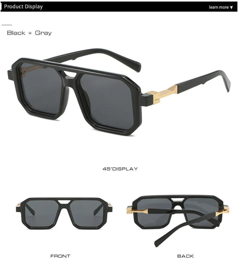 Sunglasses Square Gradient Uv400 Women And Men Retro Polygon Shades_voghion.com