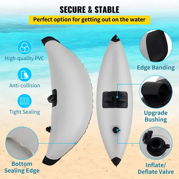 Kayak Outrigger Stabilizer, 2 PCS, PVC Inflatable Outrigger Float With Sidekick Arms Rod, Standing Float Stabilizer_voghion.com