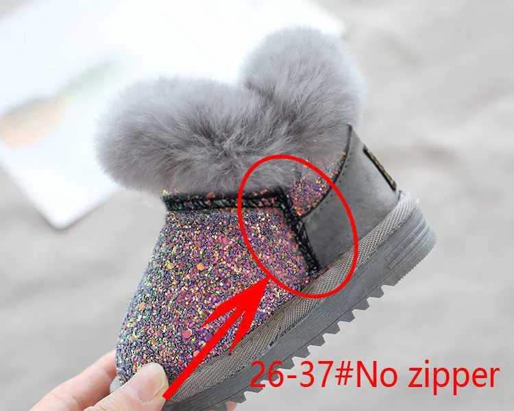 Kinderen Sneeuw 0-10 Jaar voor Baby Roze Meisjes Kinderen Winterschoenen Warm Pluche Mode Platform Korte Laarzen Zwart Grijs_voghion.com