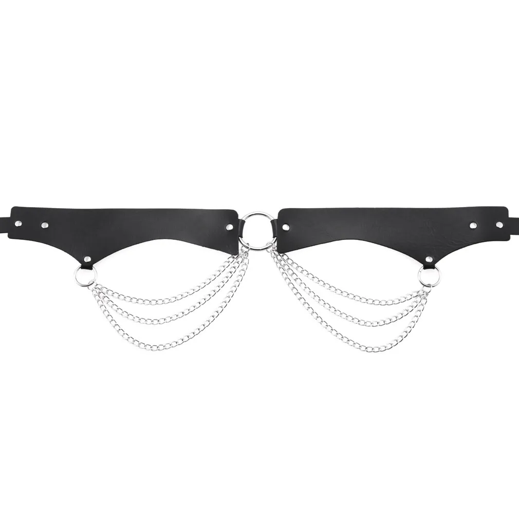 Cinto de corrente em pele pu para mulher estilo gótico punk_voghion.com