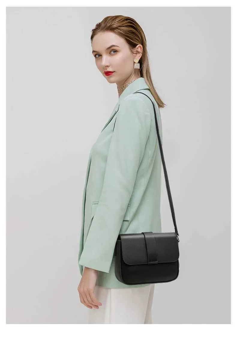 Aidrani Umhängetasche aus echtem Leder für Damen, 100 % weiches Rindsleder, stilvolle und schlichte quadratische Schultertasche, ba241214_voghion.com