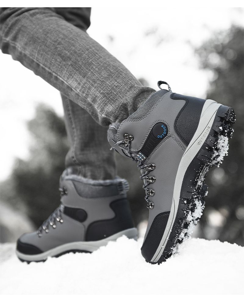 Herrenschuhe mit Fleece verdickt warme Schneestiefel Outdoor Herren High Top Nordost Baumwollschuhe_voghion.com