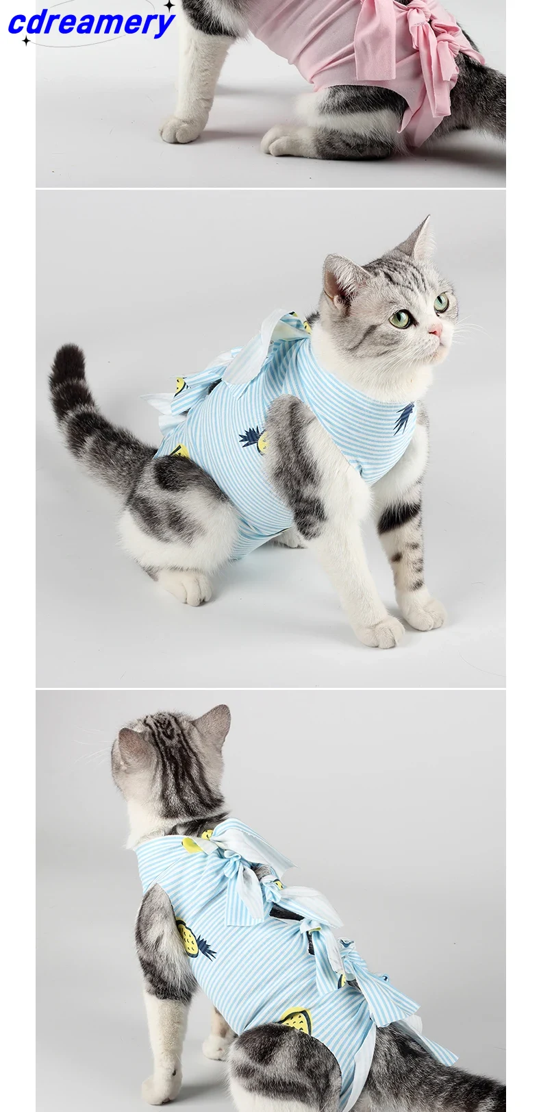 Anti-licking Sterilization Cat Clothes Recovery Suit After Surgery Breathable Physiological Puppy Anti-scratch Body Strap Vest_voghion.com