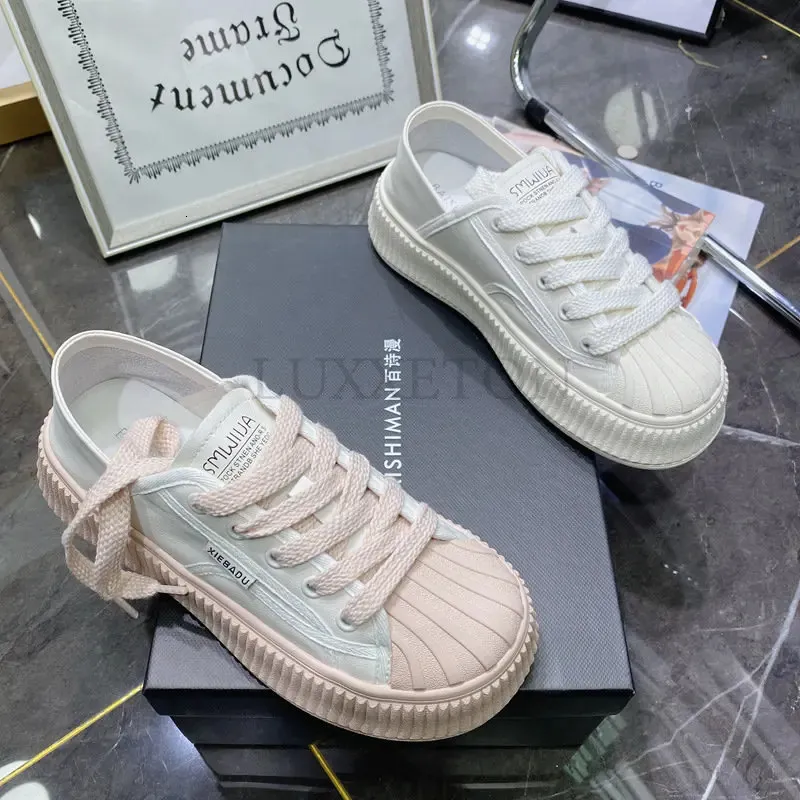Weiße Plattform Sneaker Für Damen Schnürschuhe Freizeitschuhe_voghion.com