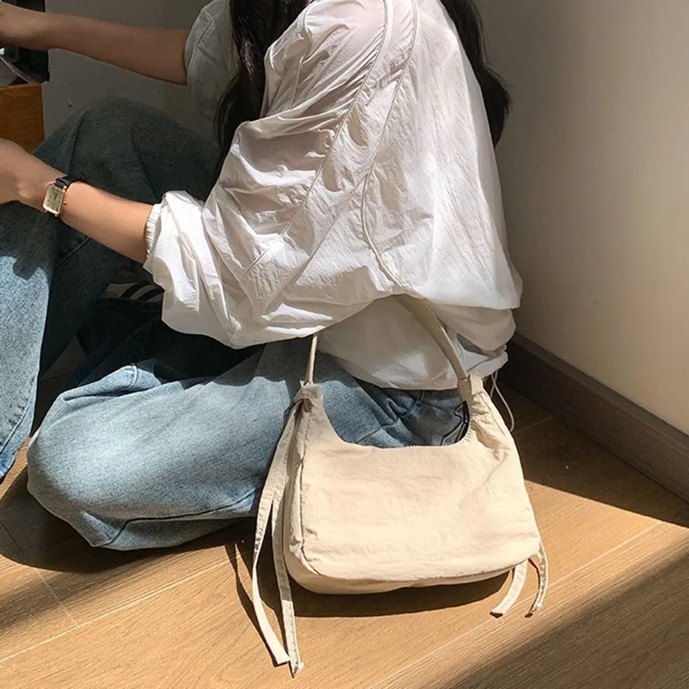 Borsa a tracolla in tessuto Oxford con fiocco in nylon, versatile, stile coreano, da portare sotto le ascelle, semplice, coordinata, per ragazze_voghion.com
