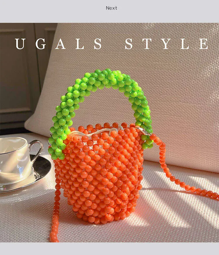 Mini Beaded Shoulder Bag For Women, Handmade Candy Colour Handbag_voghion.com