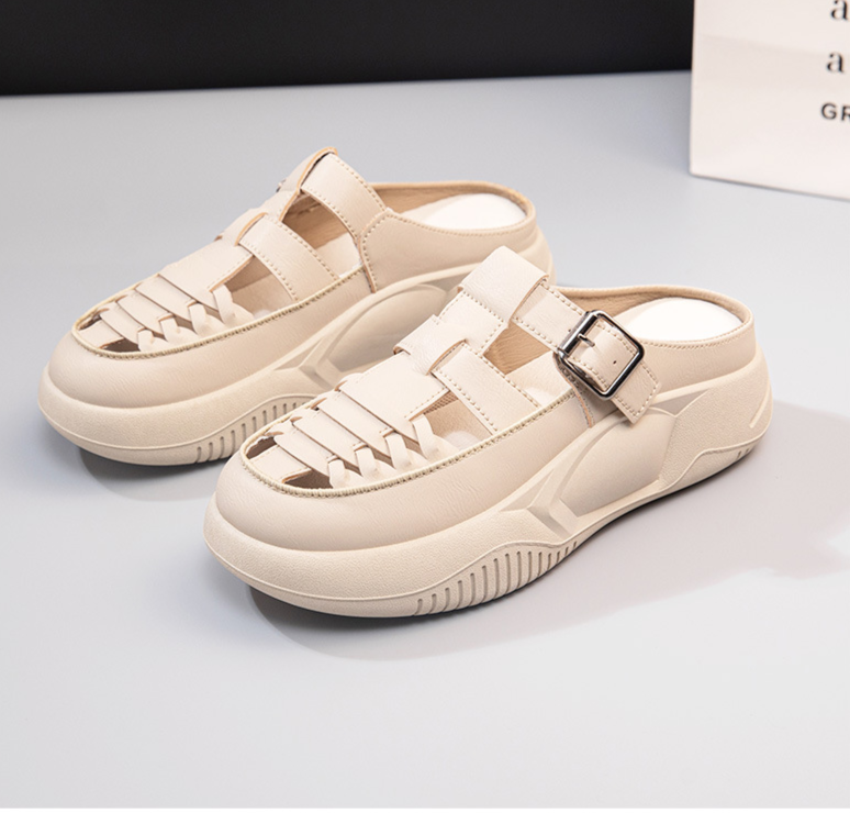 hollow half trailer women's  trend casual breathable thick sole wear-resistant and increased versatile_voghion.com