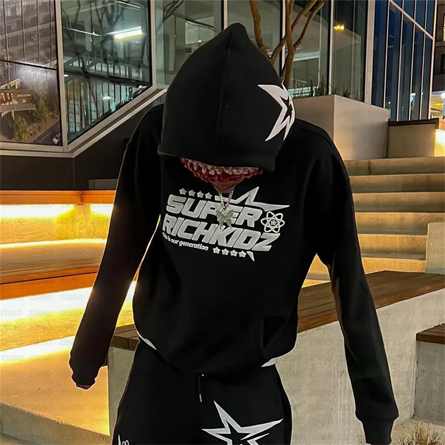 Men's Hoodies Streetwear Loose Oversize Sports Y2k Style Haruku Hip-hop Pattern Printing Men Women Quick Drying Casual_voghion.com