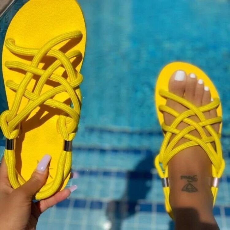 Sommer neue große größe komfort flache sandalen hanf seil_voghion.com