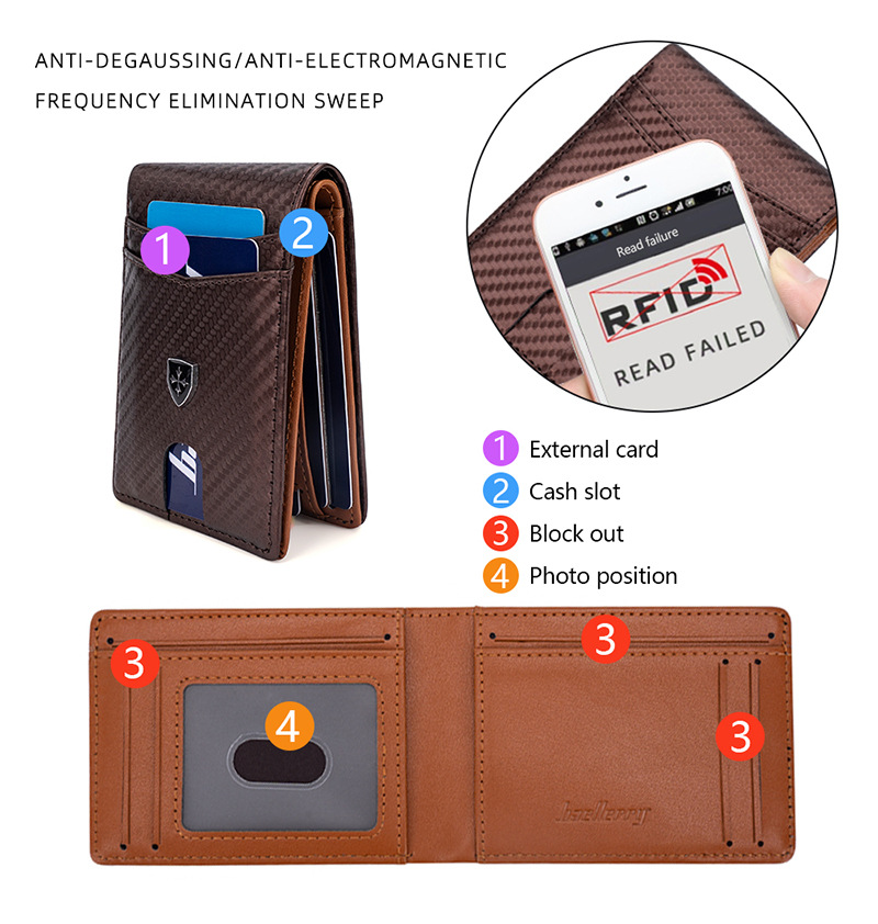 Münzbörsen und -halter Herrenbrieftasche Kurze RFID-Kohlefaser-Dollar-Clip Dünn Multi-Kartensteckplatz Magnetischer Kartenhalter_voghion.com