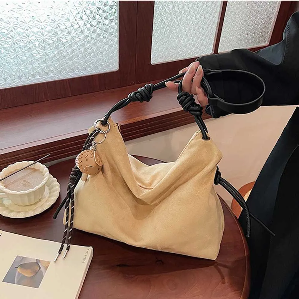 Women Retro Suede Handbags Solid Large Capacity Female Commute Crossbody Pack Lady Casual Messenger Shoudler Bag_voghion.com