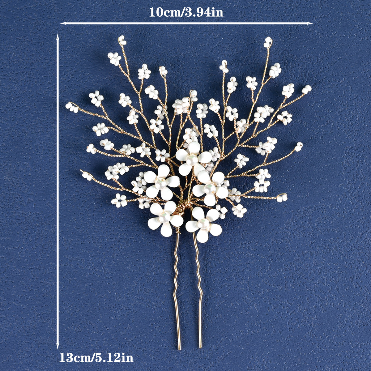 Perles de millet transfrontalières européennes et américaines fleurs blanches épingle à cheveux en forme de U coiffure accessoires de mariage de mariée en gros_voghion.com