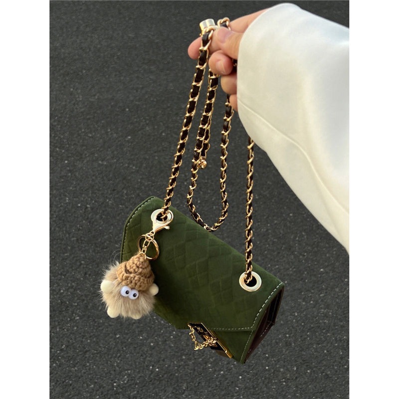 Borsa a tracolla piccola quadrata con tracolla a catena trapuntata in pelle scamosciata, nuova e versatile da donna, autunno inverno Ganbao_voghion.com