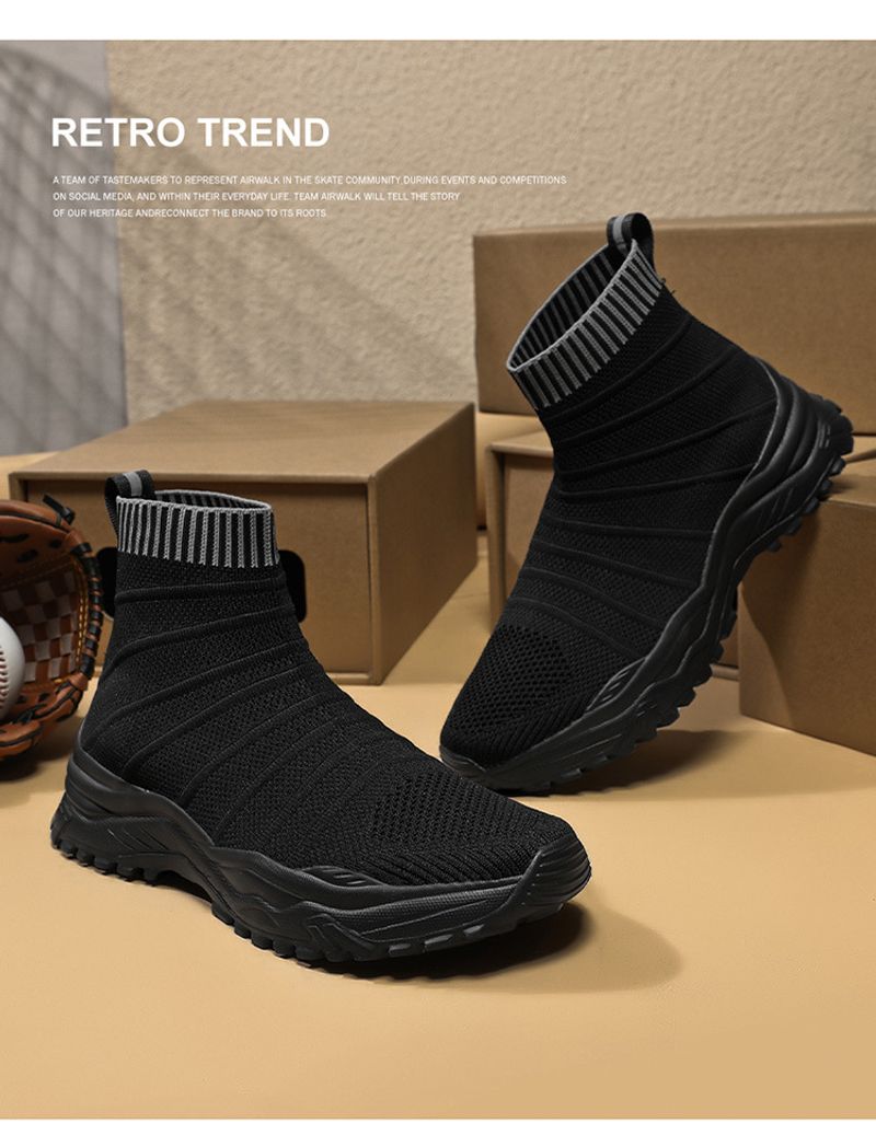 Jauni augstas klases vīriešu sporta brīvā laika pavadīšanas apavi, elpojoši skriešanas apavi no auduma, lielizmēra zeķes un apavi pāriem_voghion.com