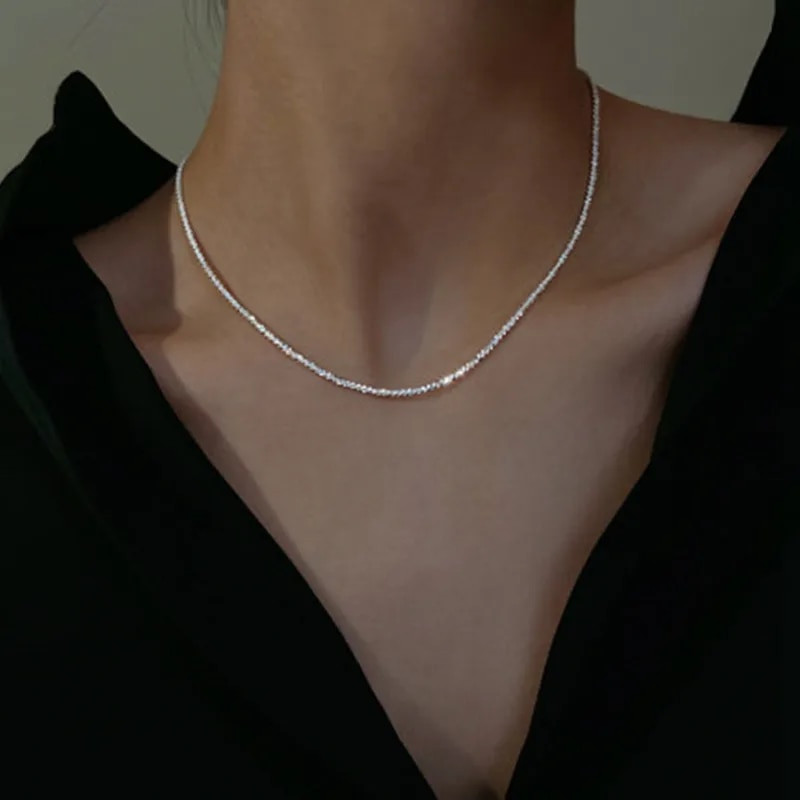 Pronta consegna Sparkg Collana Trendy Catena Choker per Donna Moda Brillante Cristallo Argento Placcato Collane Accessori Gioielli Regalo_voghion.com