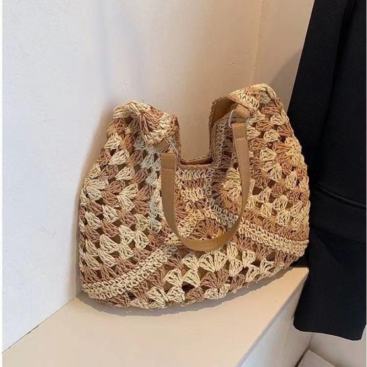 Nieuwe handgeweven tas in bosstijl, retro hol net, rood, handtas, schoudertas, handtas onder de arm_voghion.com