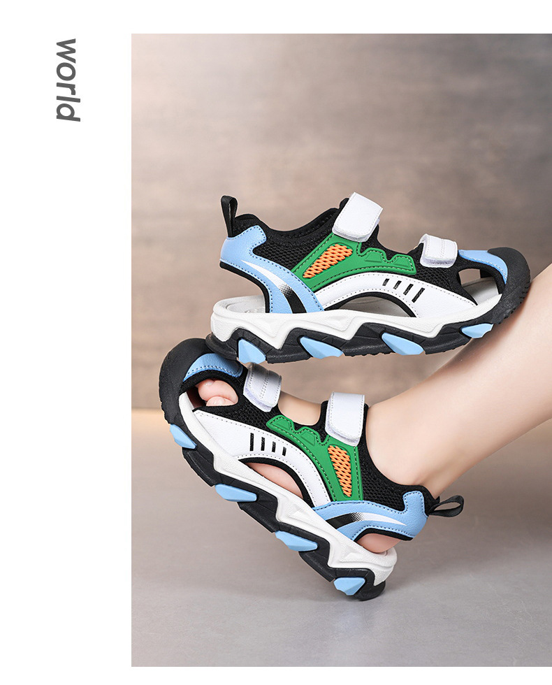 Jungen Sommer 2024 Neue Atmungsaktive kinder Stirnband Sandalen und Hausschuhe mit Drehbaren Knopf für Externe Tragen von_voghion.com