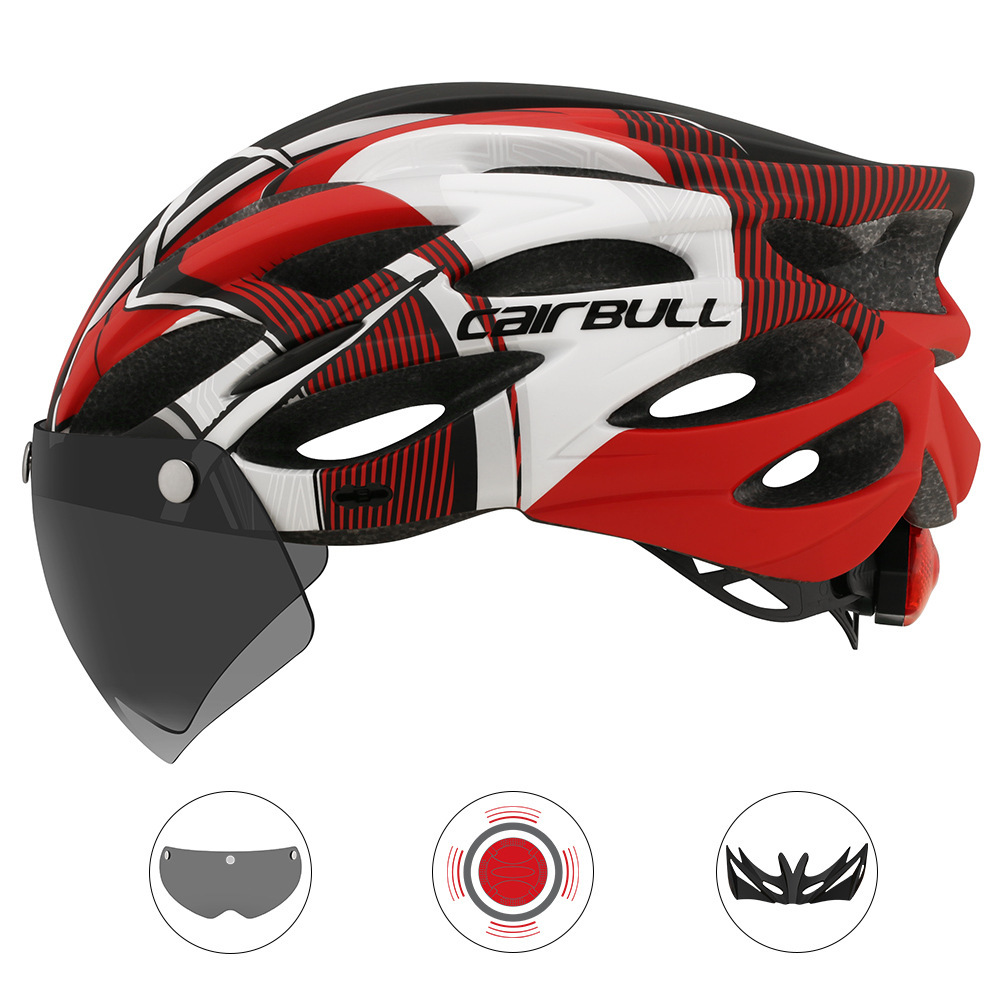 Road mountain bike riding helmet With lens and brim taillights