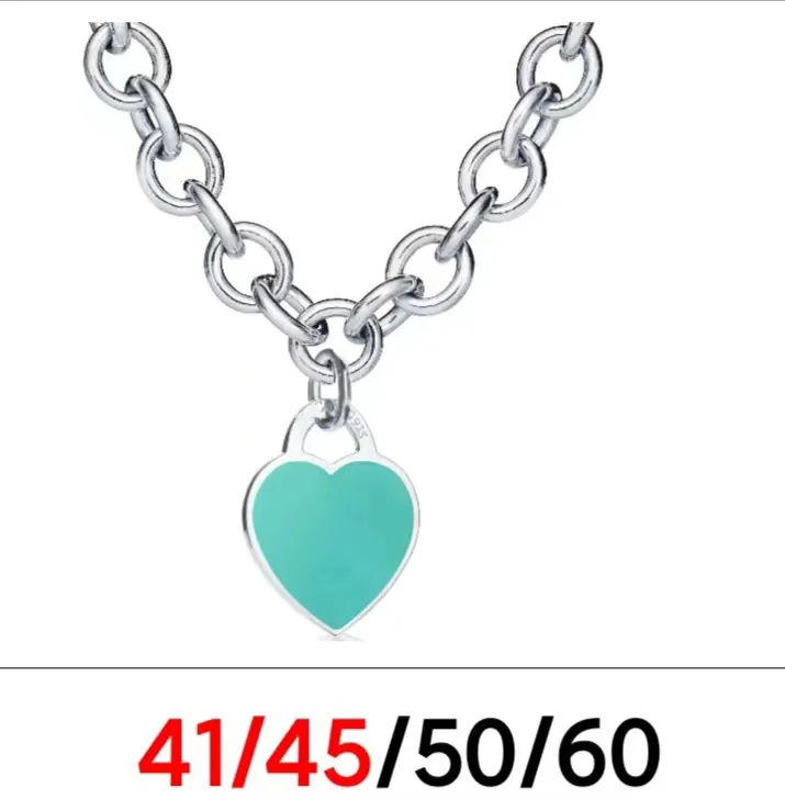 Blue Sier Black Necklace Chains Link Mens Jewelry Heart Pendant Necklaces for Women Bracelet Set Fashion Jewlery_voghion.com