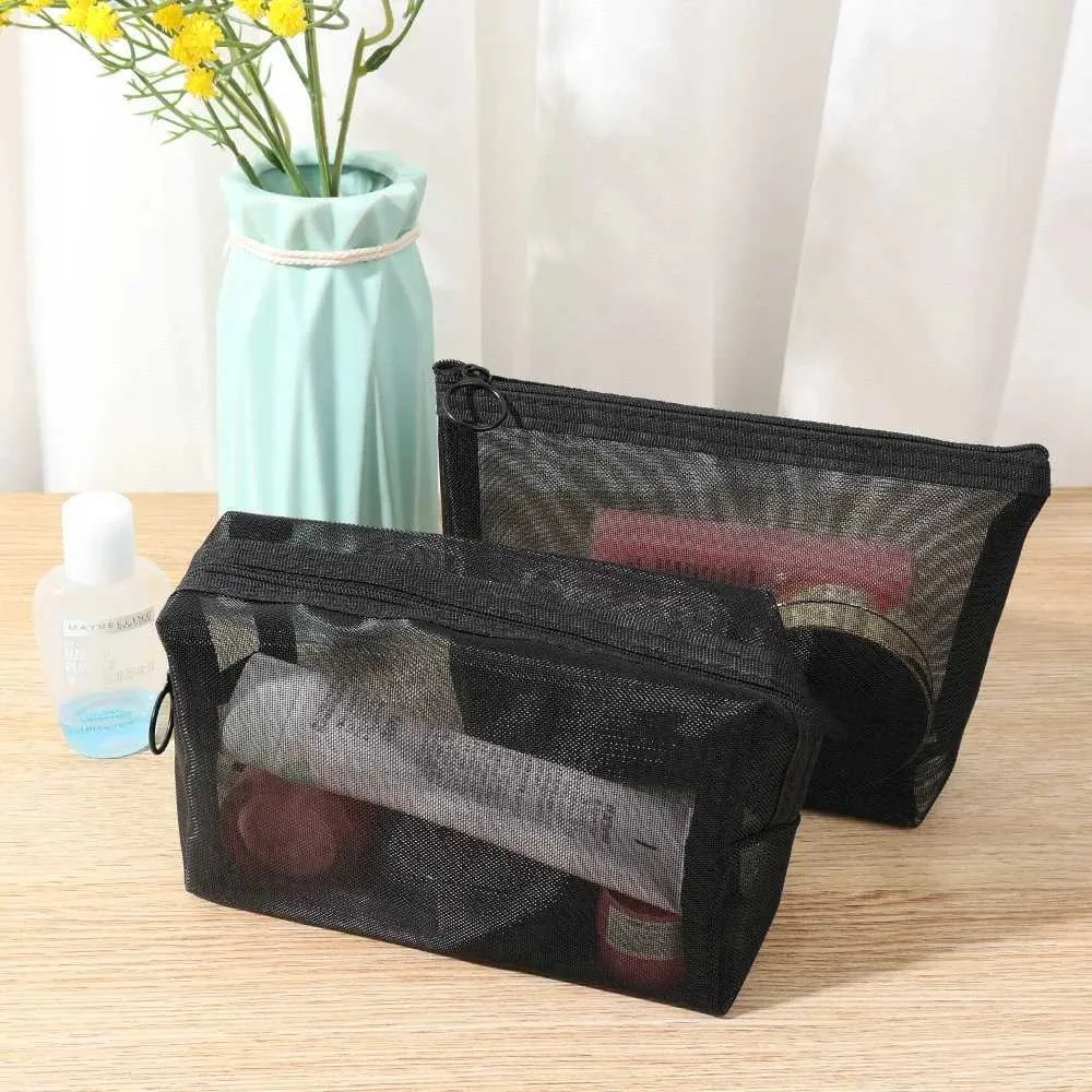 5/1 pezzo di organizer da viaggio portatile per cosmetici, piccolo, trasparente, in rete, rosso, Y241023_voghion.com