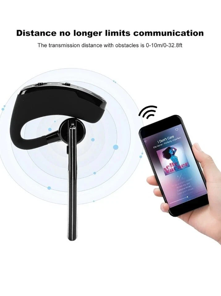 Trucker Wireless Headset Bluetooth 5.1 Earpiece Dual Mic Earbuds Noise Cancelling_voghion.com