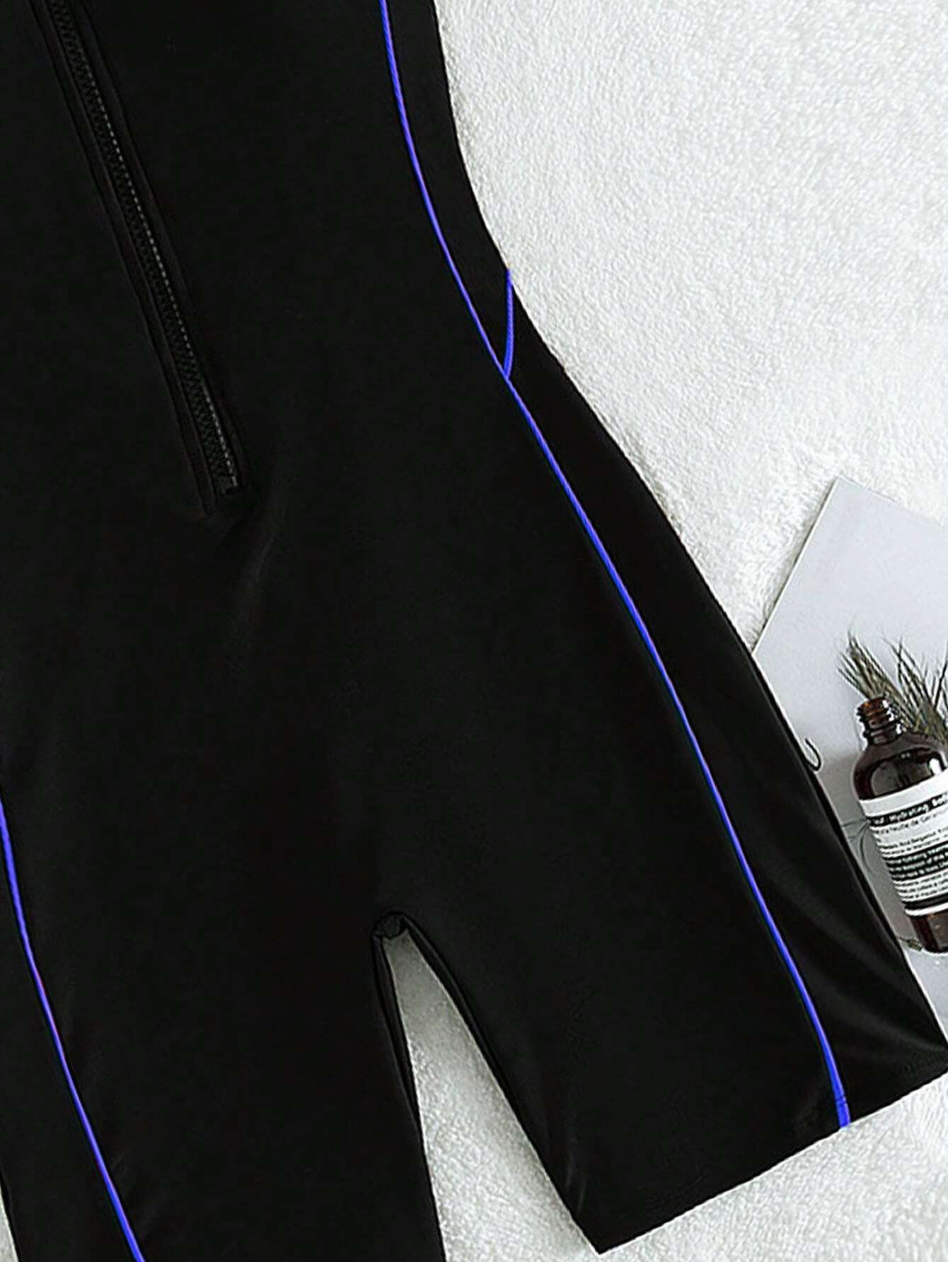 Konservativer Damen-Einteiler mit Reißverschluss zum Schwimmen und Surfen_voghion.com