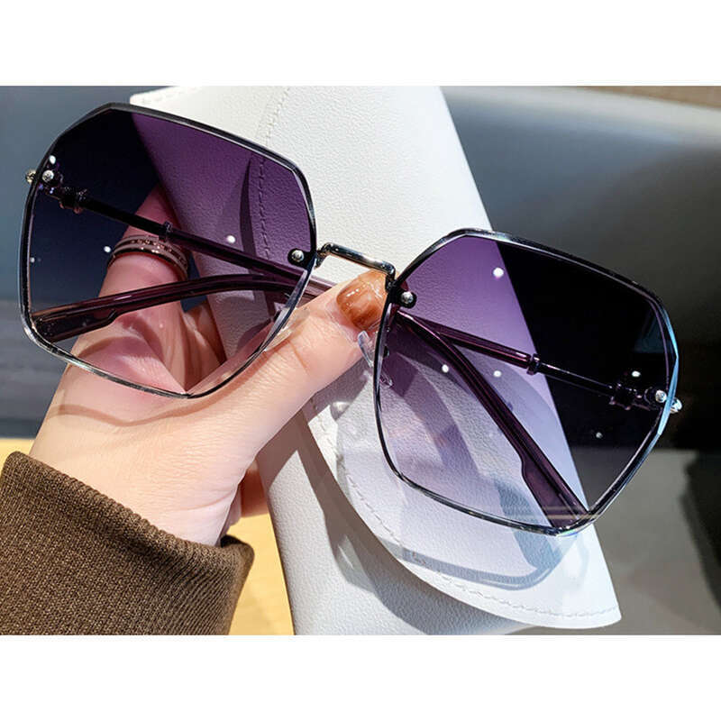 Lunettes de soleil de conduite fines et anti-ultraviolets pour femmes, tendance, haut de gamme, sans monture, à bords coupés_voghion.com