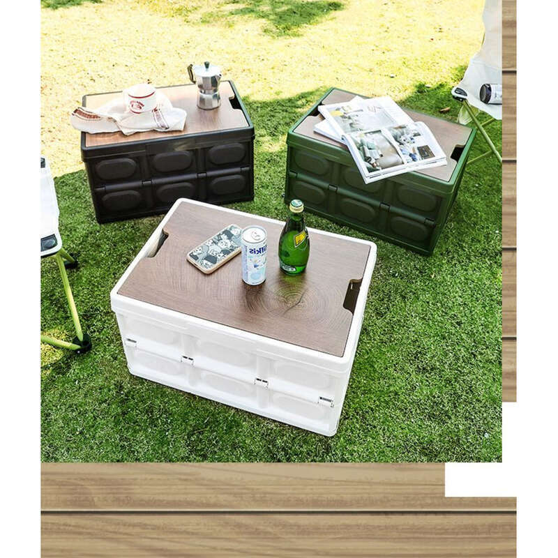 Outdoor Folding Box, Wooden Cover, Multifunctional Camping, Home Use, Car Trunk Storage_voghion.com