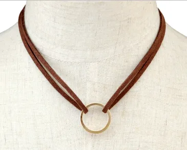 Collane con ciondolo Idealway Semplice Marrone Nero Bianco Doppia Corda Choker in Pelle per Donna Coda Femminile Festa Moda_voghion.com