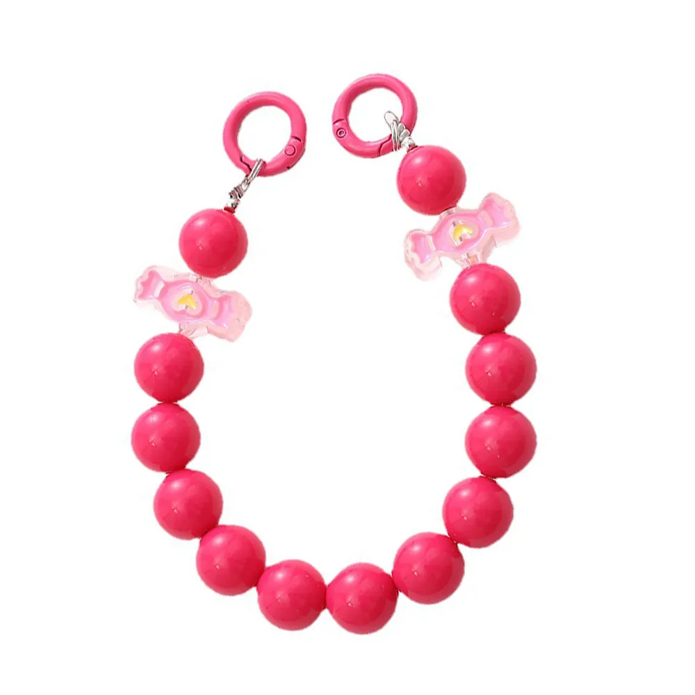 Cordino con perline a forma di simpatico orso cartoon, perline acriliche colorate, ciondolo fai da te per cellulare, gioiello per telefono_voghion.com