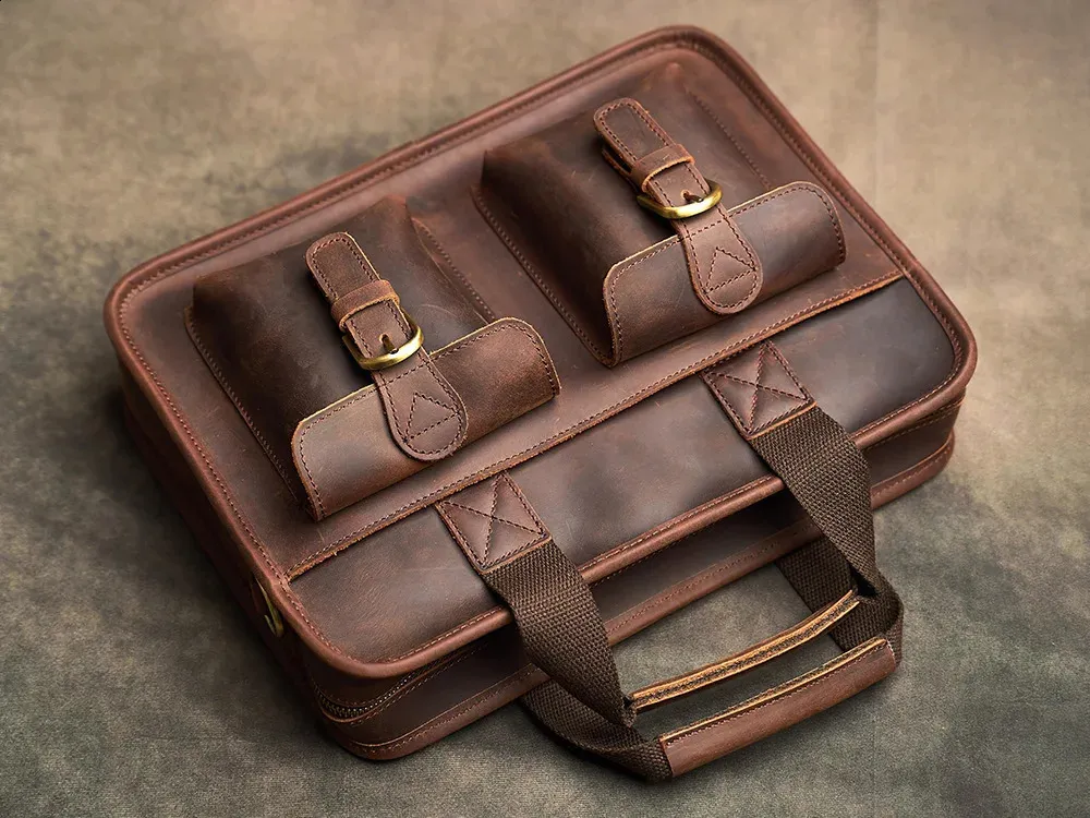 Borsa da uomo in vera pelle vintage, borsa a mano, borsa a tracolla, in pelle di mucca, marrone, moda, per computer portatile_voghion.com