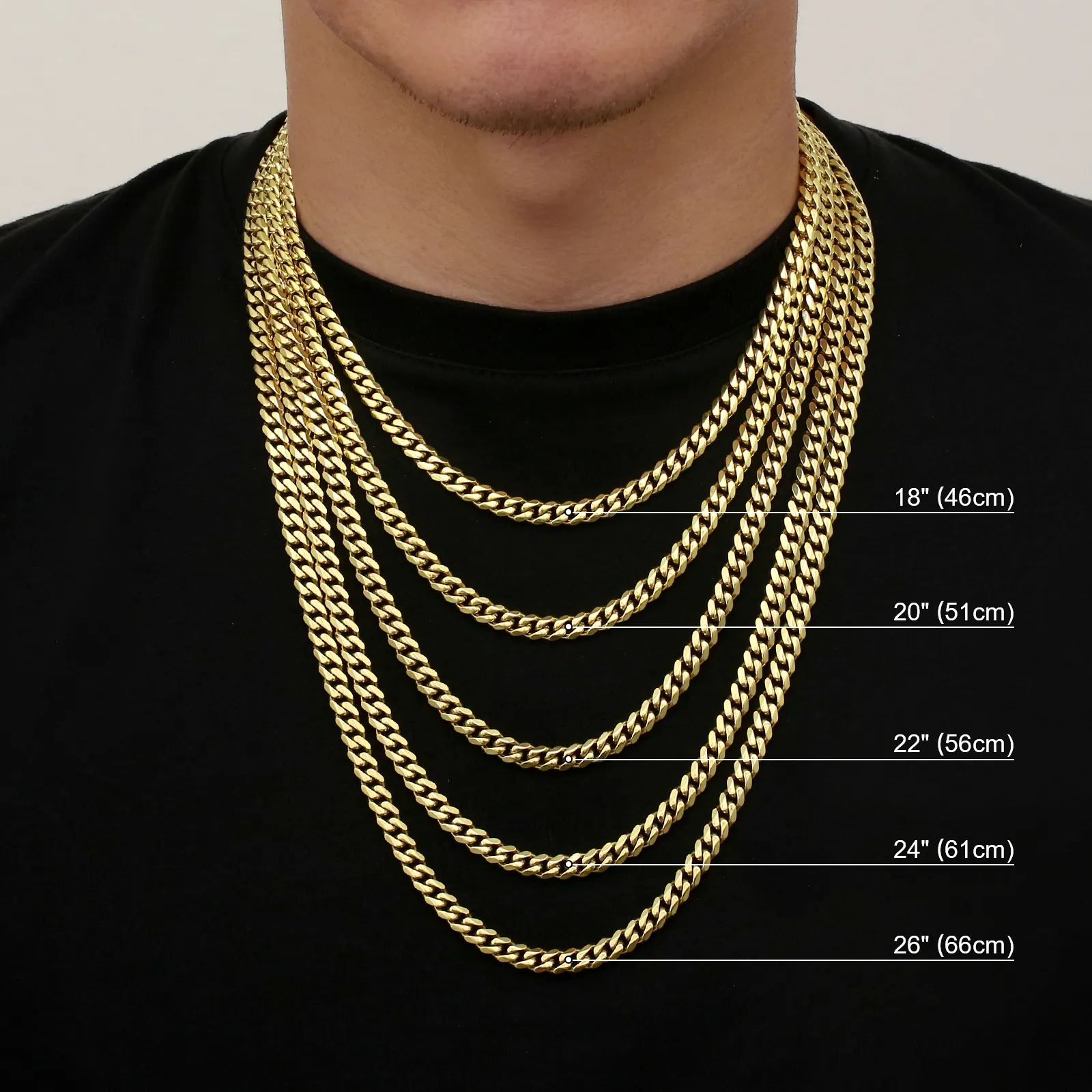 KRKC all'ingrosso 3mm 4mm 5mm 6mm 8mm 14k placcato oro in acciaio inossidabile Miami cubano maglia collana chiusura a moschettone catene da uomo_voghion.com