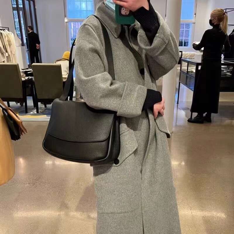 The Row Postman White Baihe Da Mei Same Style Leather Single Shoulder Crossbody Women's Bag Niche Texture_voghion.com