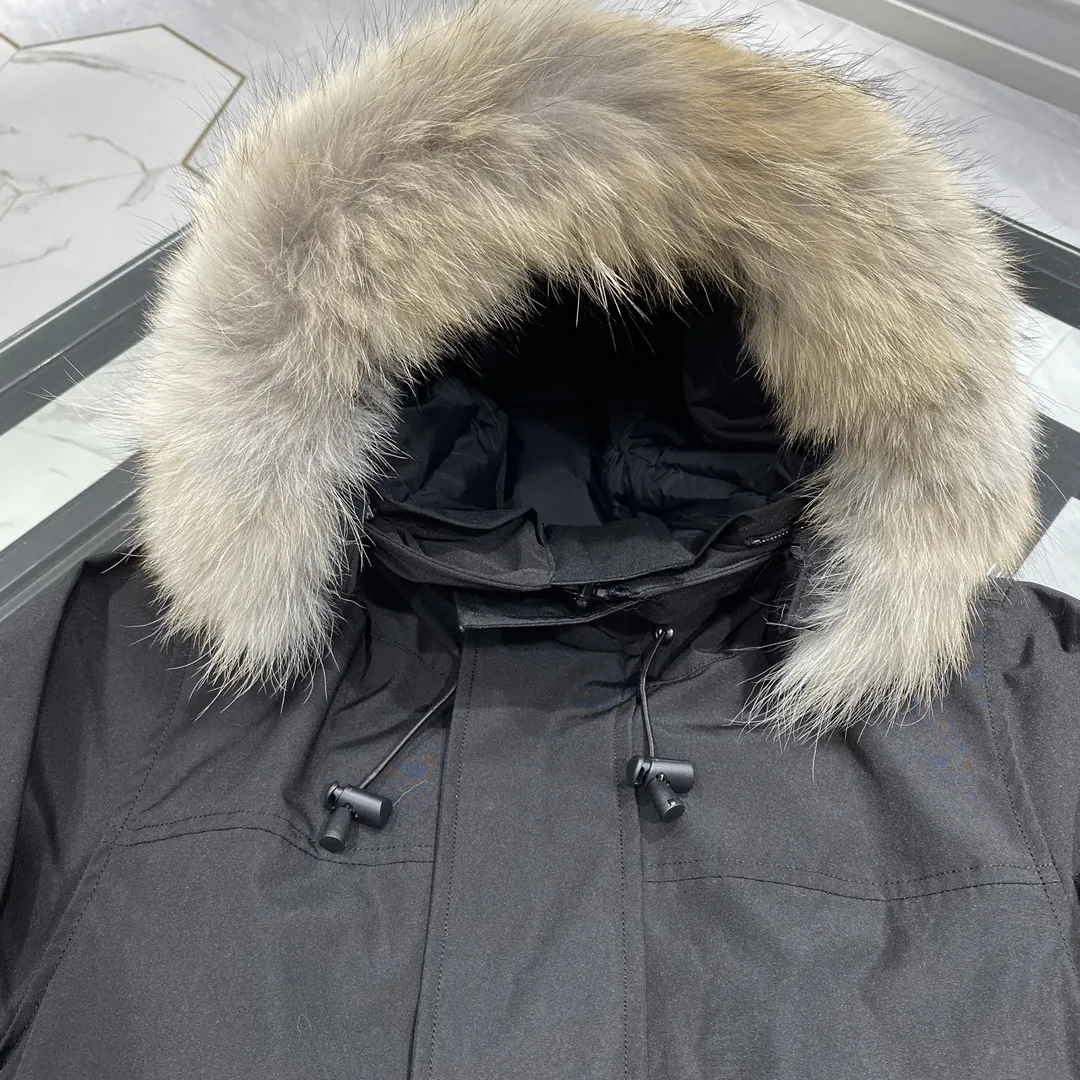 Giacca invernale con cappuccio e collo in vera pelliccia di lupo, parka antivento caldo da uomo_voghion.com