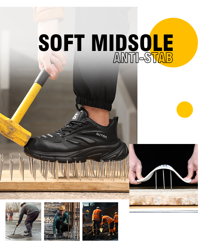 Scarpe antinfortunistiche GUYISA con punta in acciaio, leggere, anti-sfondamento e anti-perforazione 5060, 38-45_voghion.com