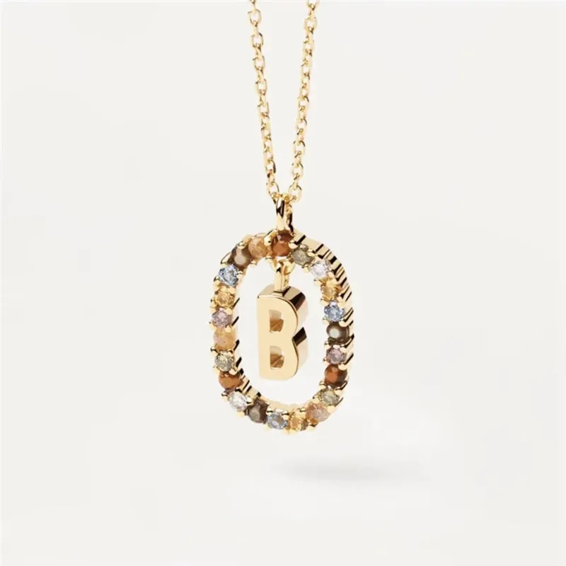 Halskette Mit Initialen-anhänger Strass Buchstabe Damen Schmuck_voghion.com