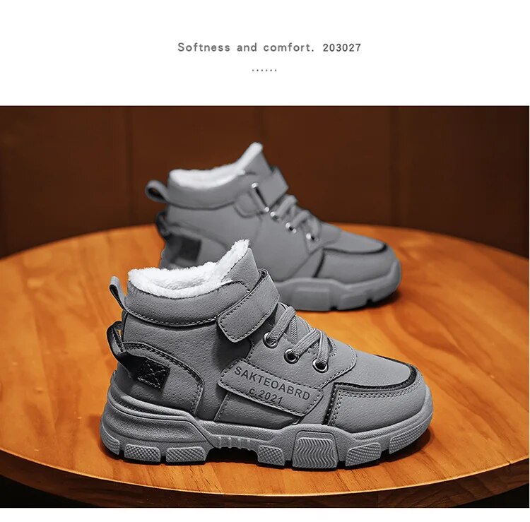 Winter Children's Boys Plus Cashmere Thicken Warm Snow Girls Non-slip Outdoor Martin Boots Student Shoes Hiking Shoe_voghion.com