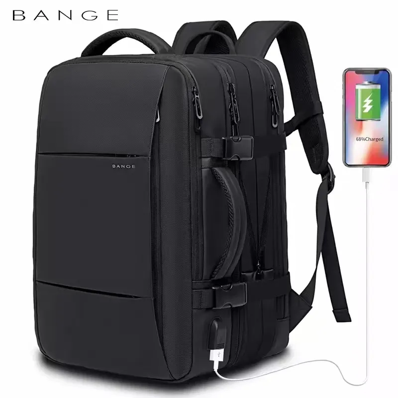 Travel Men Business School Expandable USB Bag Large Capacity 17.3 Laptop Waterproof Fashion Backpack_voghion.com